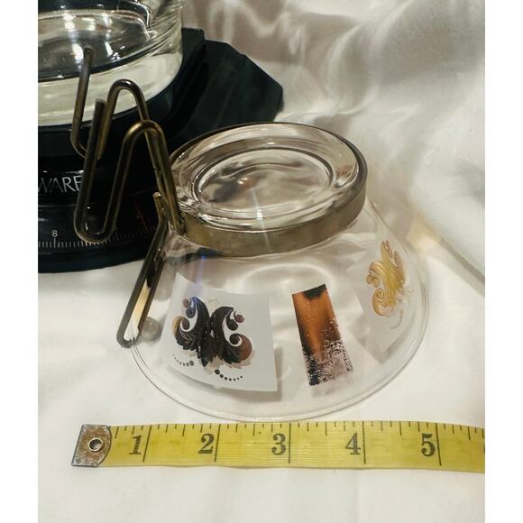 Vintage MCM Glass Chip and Dip Set Gold & Frosted Fleur-de-Lis Design Party chic - Picture 9 of 10